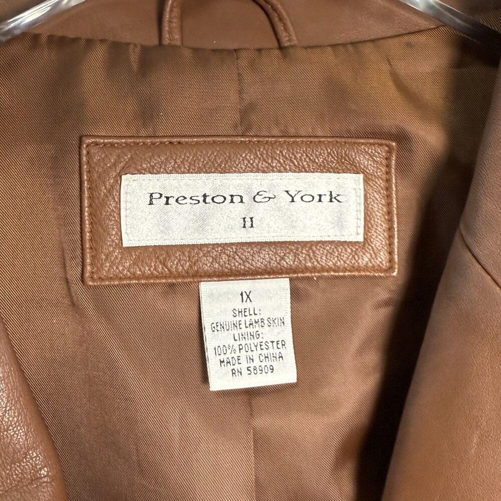 Preston & York Genuine Lambskin Leather Blazer In Cognac Brown Sz 1X - Picture 6 of 8